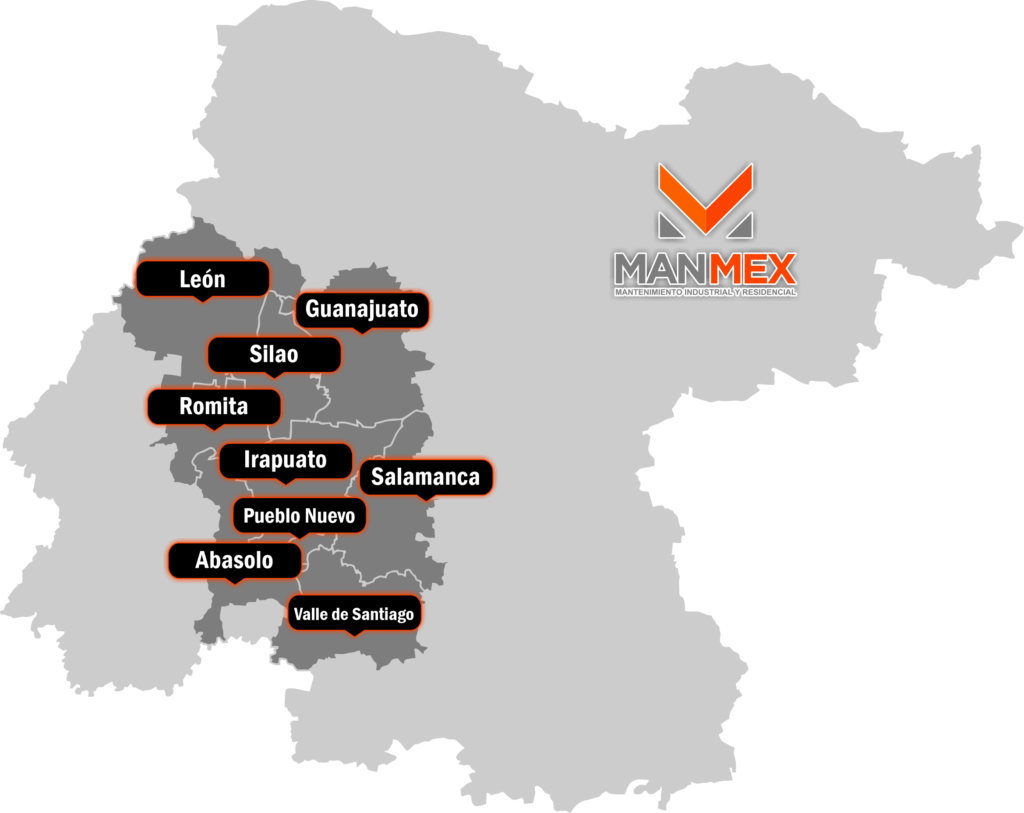 ZONAS DE SERVICIO (LEÓN, GUANAJUATO, SILAO, ROMITA, IRAPUATO, SALAMANCA, PUEBLO NUEVO, ABASOLO, VALLE DE SANTIAGO) - MANMEX BAJIO